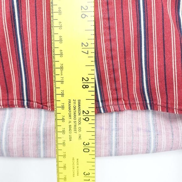 Crossings Shirt Mens Large Red Striped Cotton Peached Long Sleeve Button-Down - Picture 5 of 7